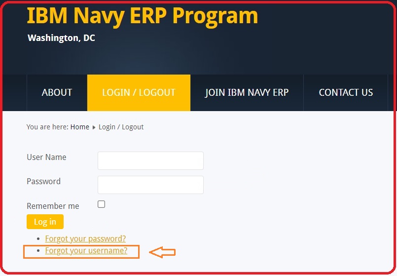 Click forgot Username of navy erp portal login