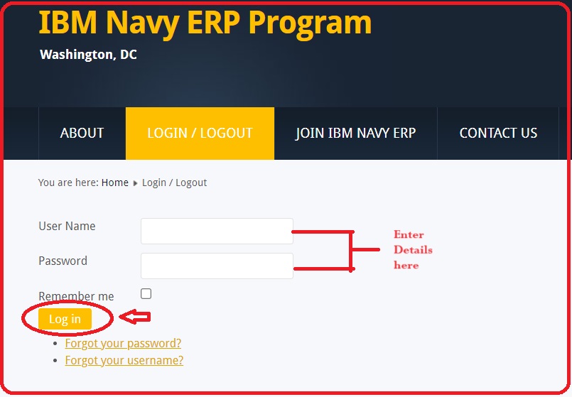 Navy ERP Portal Login